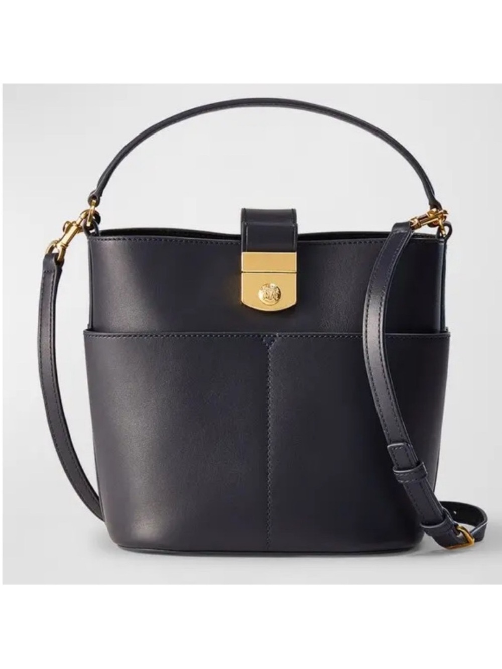 Veronica Beard The Crest Lock Bucket Bag in Navy